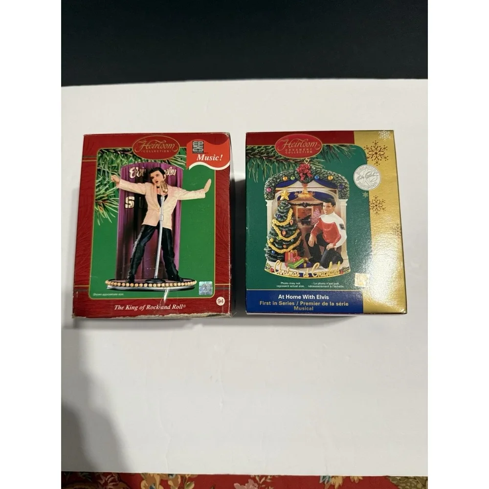 Elvis Presley Heirloom Collection Musical Christmas Ornaments Lot of 2